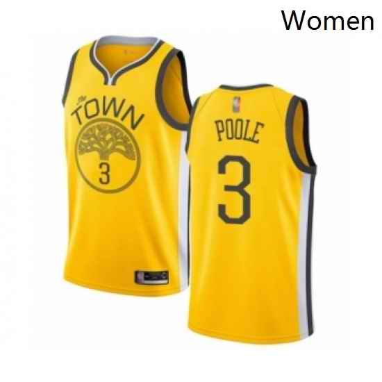 Womens Golden State Warriors 3 Jordan Poole Yellow Swingman Jersey Earned Edition